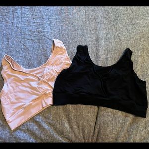 Seraphine maternity nursing and sleep bras. Super soft bamboo - blush and black